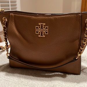 Tory Burch cross body brown pebble leather bag